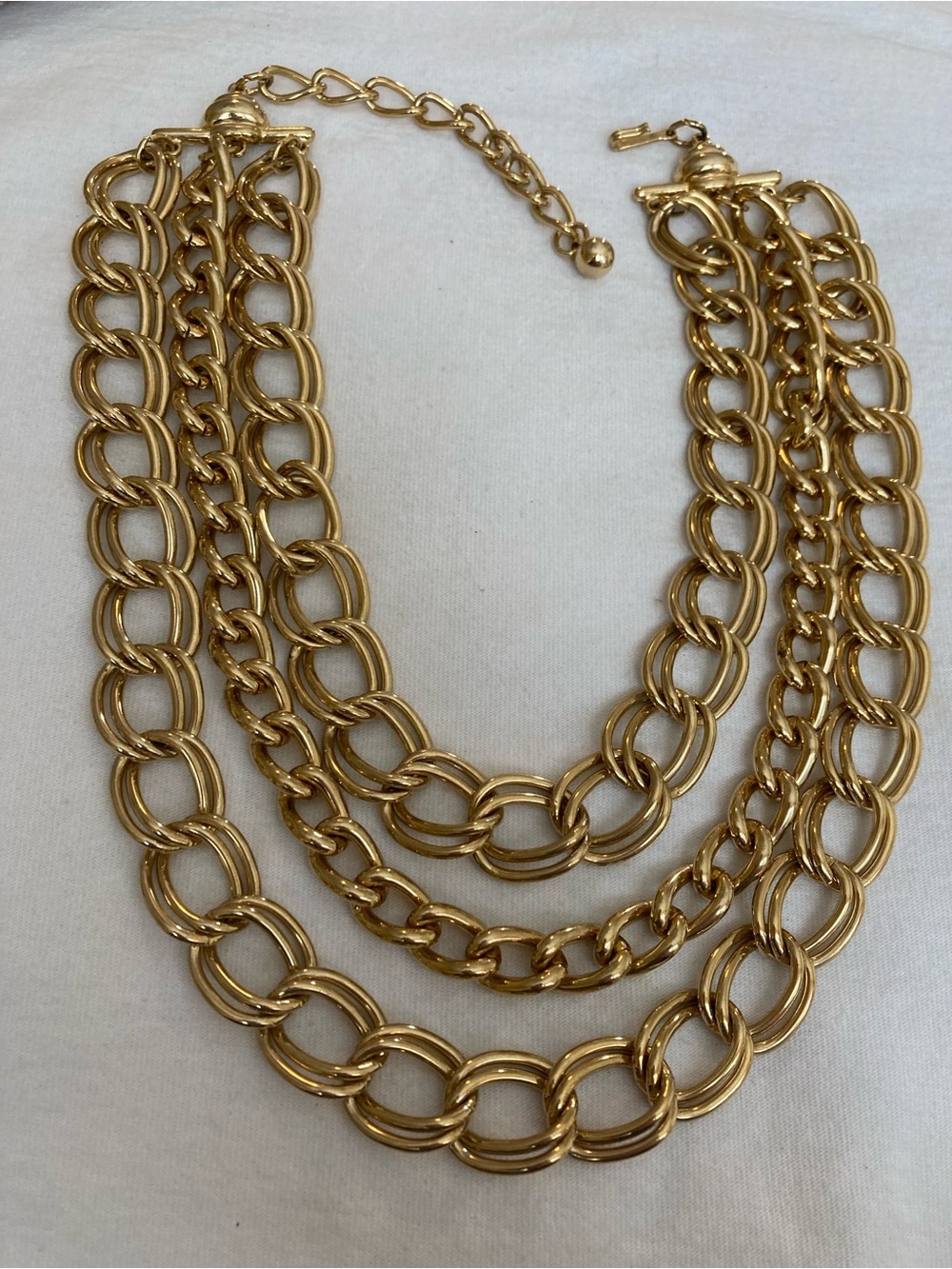 Heavy Chunky Triple Chains Statement Jeweled Necklace